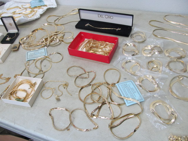 lot 37 image: HUGE Lot of NEW Gold Clad Necklaces Bracelets Chains etc