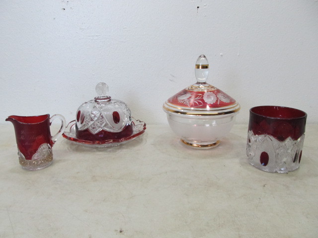 lot 47 image: Antique Cranberry Glass