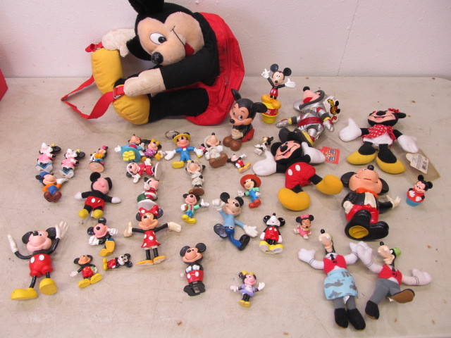 lot 18 image: Large Lot of Mickey Mouse Figures & Backpack