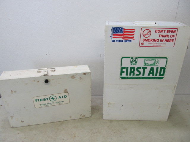 lot 145 image: Large Vintage Industrial Steel First Aid Cabinets