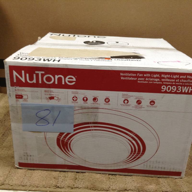 Nutone Ventilation Fan with Light  9093WH