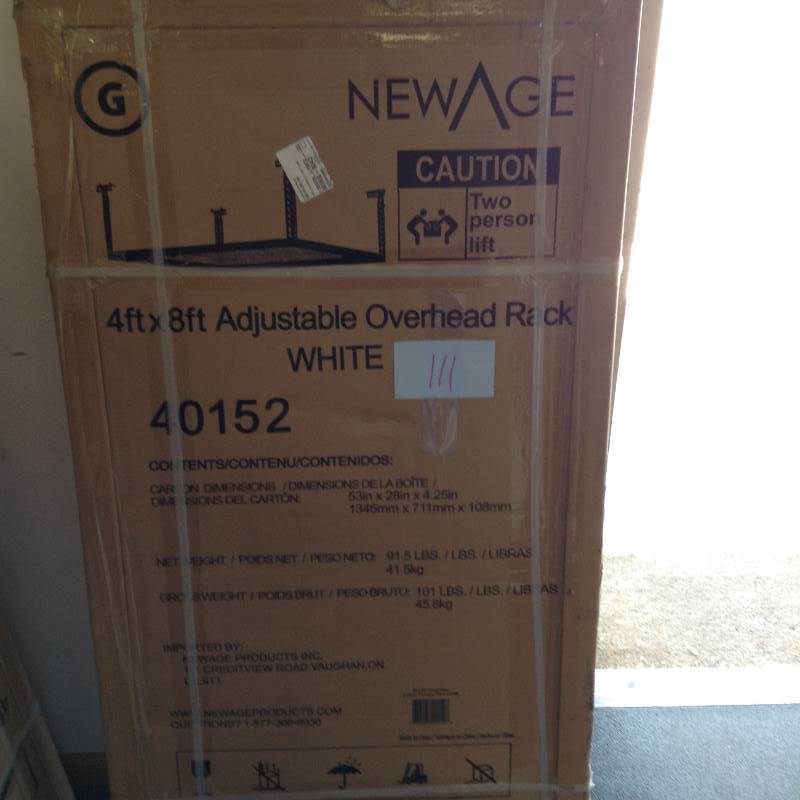 New Age 4 Ft x 8 Ft Adjustable Ocverhead Rack White