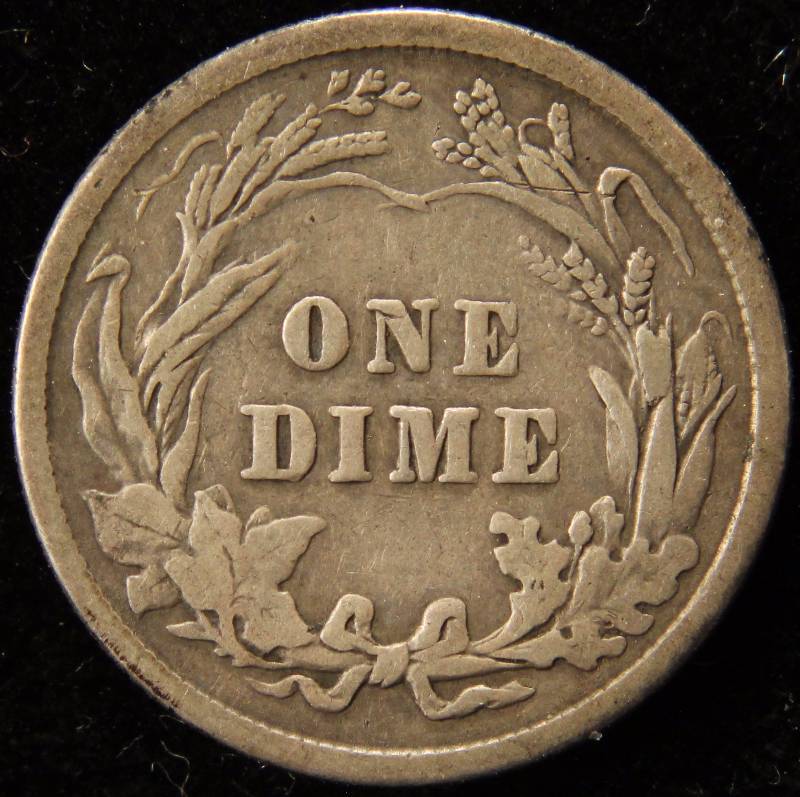 1914 BARBER SILVER DIME FINE