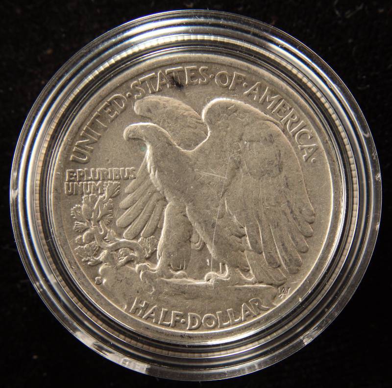1935-S WALKING LIBERTY SILVER HALF DOLLAR IN AIRTITE HOLDER