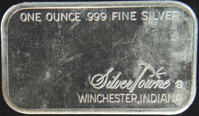1 TROY OZ. .999 FINE SILVER BAR VINTAGE INDIAN CHIEF BY SILVERTOWNE