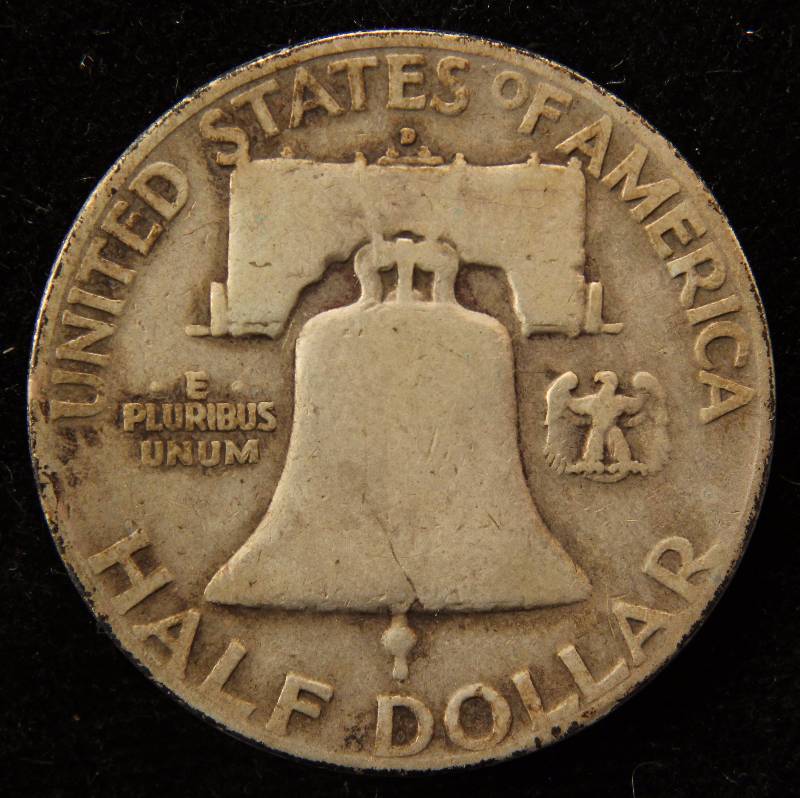 1952-D FRANKLIN SILVER HALF DOLLAR FINE