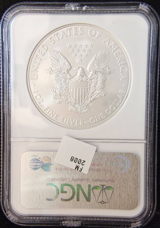 2008 AMERICAN SILVER EAGLE 1 TROY OZ. .999 FINE SILVER DOLLAR MS69 NGC