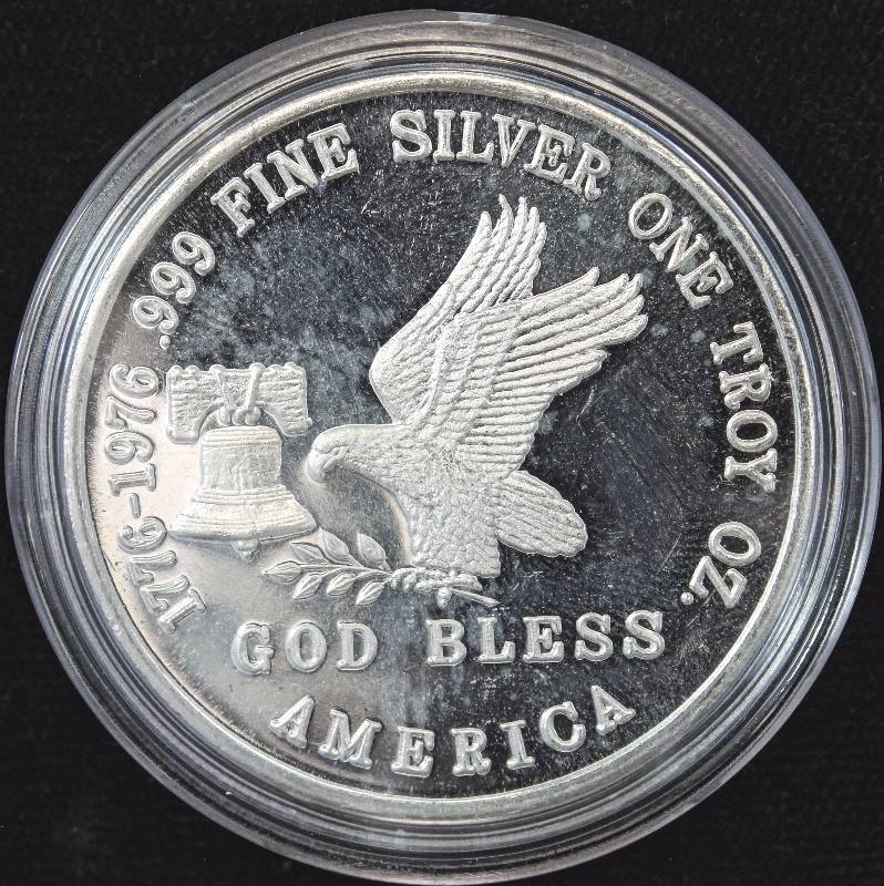1 TROY OZ. .999 FINE SILVER VINTAGE 1976 EAGLE-BELL IN AIRTITE