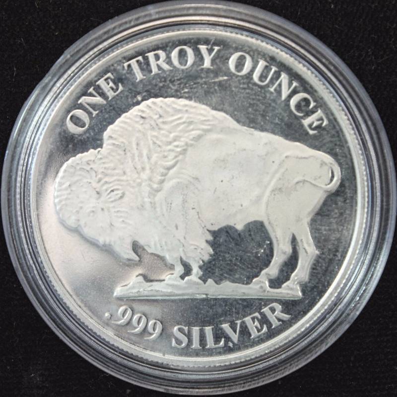 1 TROY OZ. .999 FINE SILVER INDIAN BUFFALO IN AIRTITE HOLDER