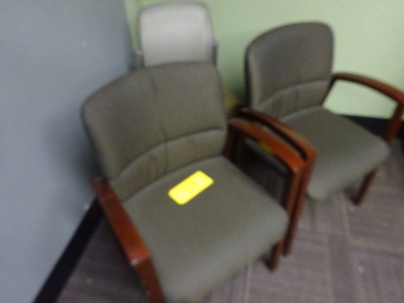 Two Green Fabric Arm Chairs