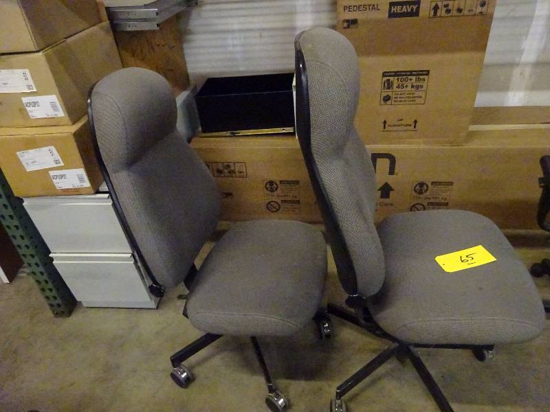 Two Tall Grey Office Chairs