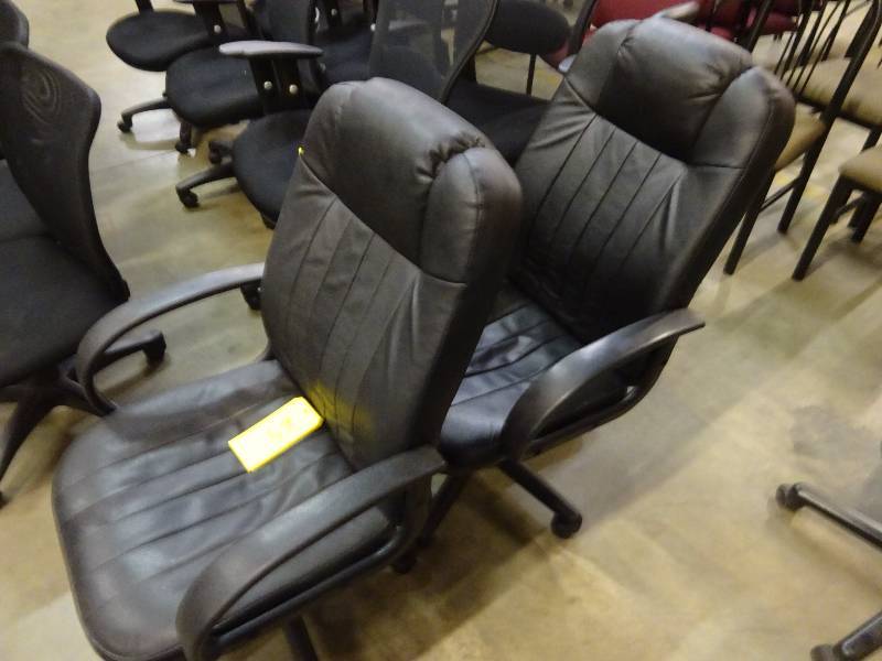 Two High Back Black Office Chairs