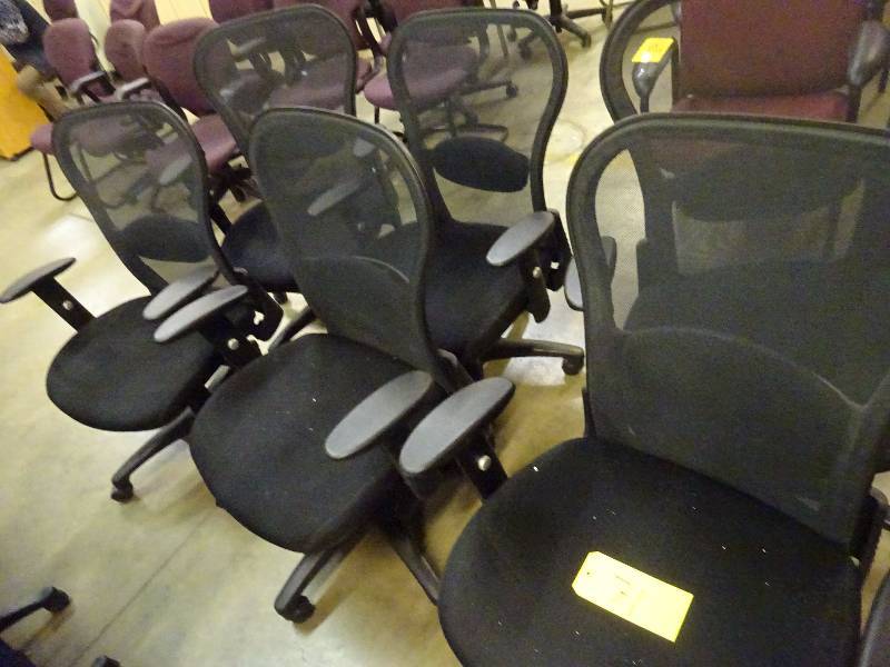 Six High Back Mesh Office Chairs With Arms