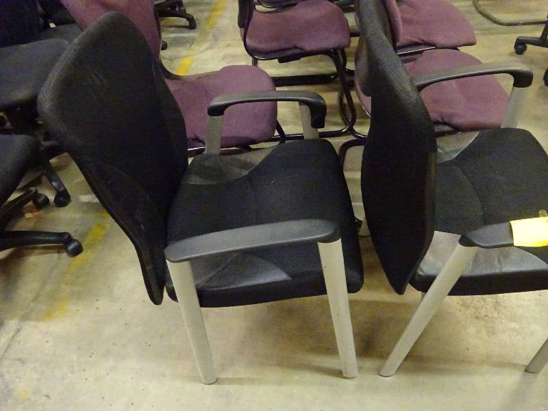 Two Black Cloth and Vinyl Chairs