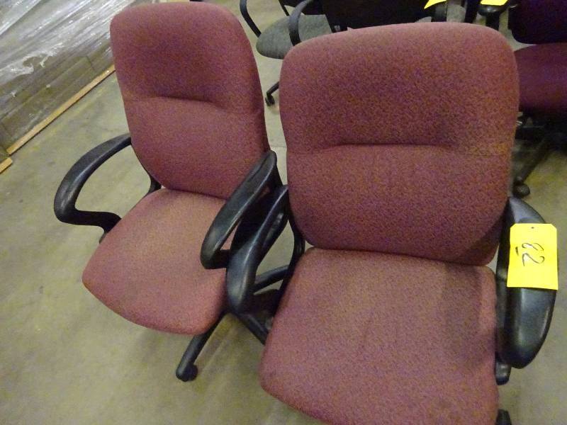 Two Rose Colored Office Chairs