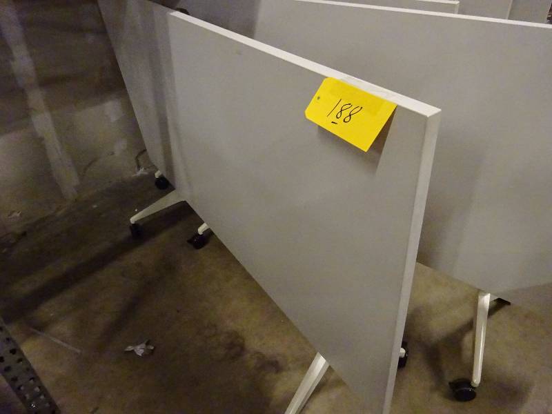 White Wheeled Flip Top Table