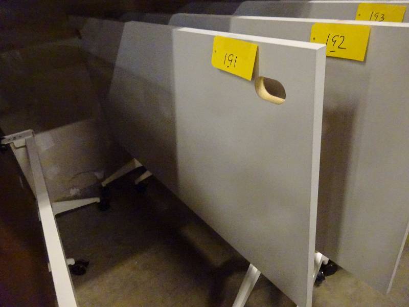 White Wheeled Flip Top Table