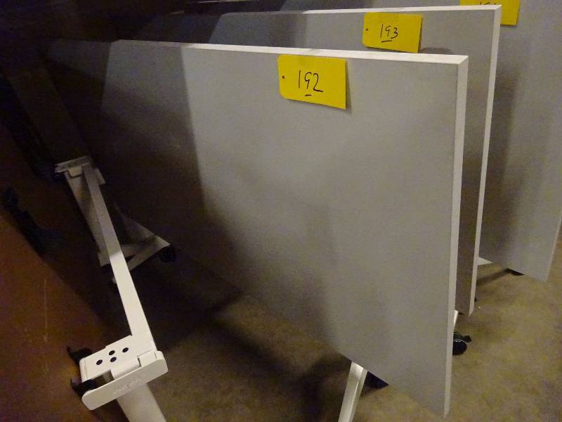 White Wheeled Flip Top Table