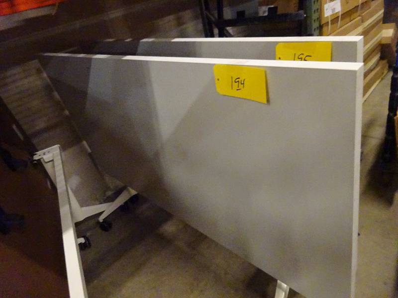 White Wheeled Flip Top Table