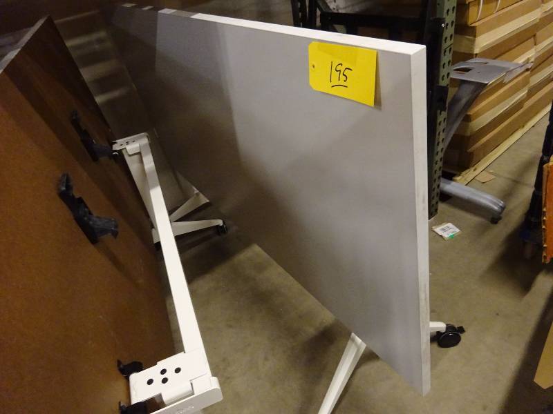 White Wheeled Flip Top Table