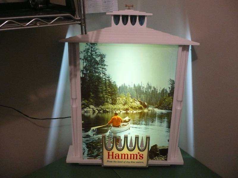 Large Vintage Hamms Beer LightSign - Works Great In Good Condition - Approx 22wide 31high