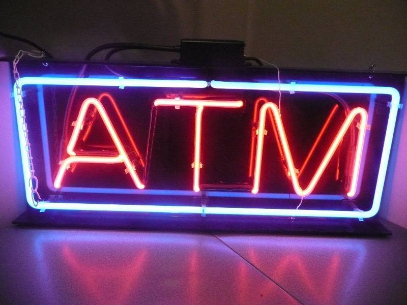 Neon ATM LightSign - Works Great - Approx 32wide 14high