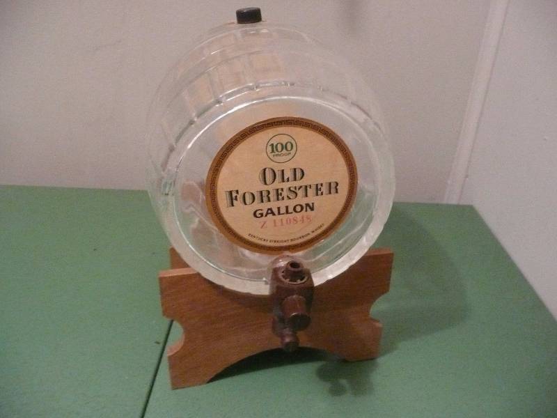 Vintage Old Forester 1 Gallon KegJug With Stand