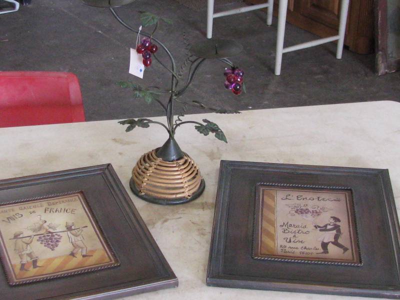 lot 77 image: Pictures & Candle Holder