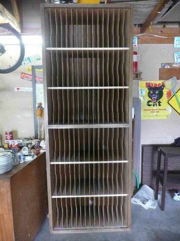 lot 3 image: Vintage Oversized Open File CabinetStorageShelf - Heavy Well Made Unit - Approx 37wide 98high