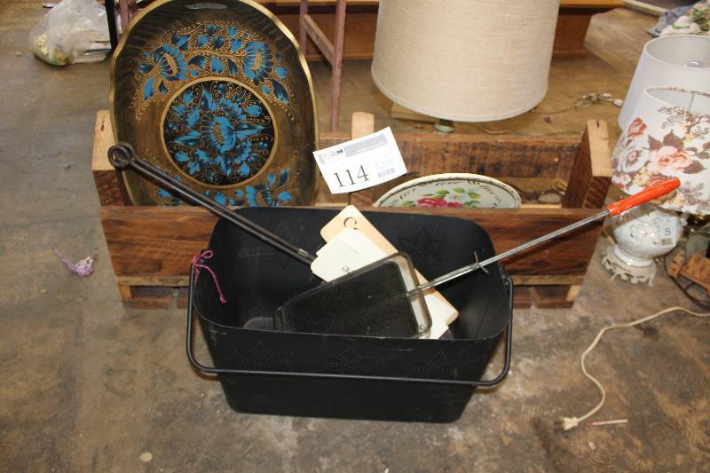lot 114 image: Fireplace Tools, Reclaimed wall mount wine bottle and glass rack.