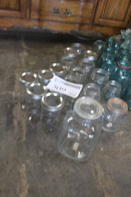 lot 309 image: Lot of (15) Clear Canning Jars