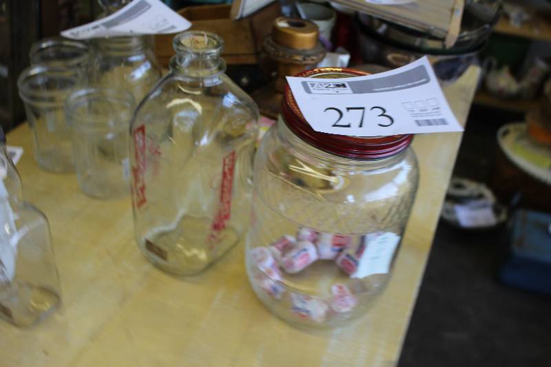 lot 273 image: Lot of (2) Glass Jars, Milk Jars