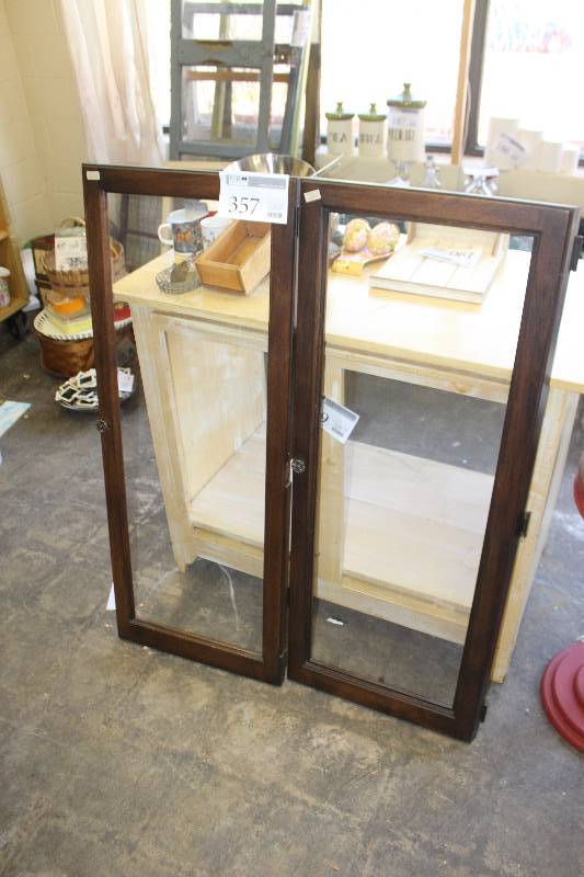 lot 357 image: Lot of (2) Hutch Cabinet Glass Doors