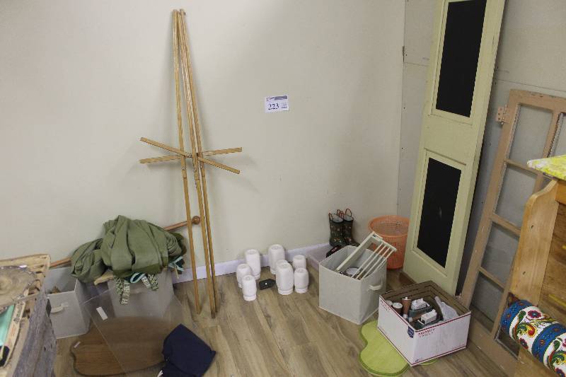 lot 223 image: Door, Window, Easel Stand, White Jars