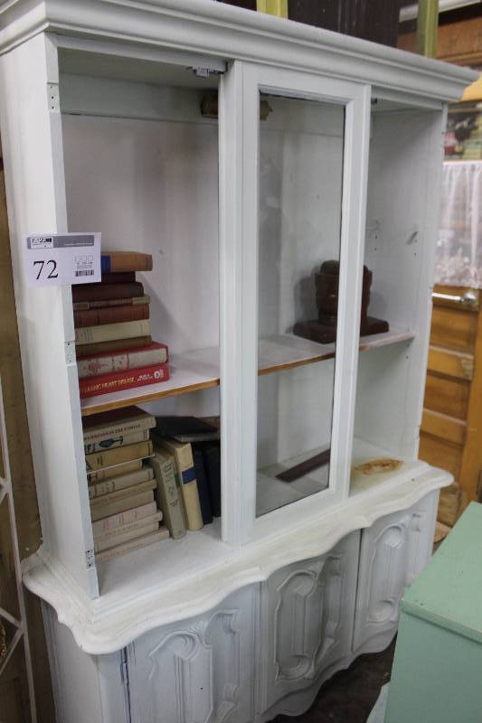 lot 72 image: Glass Front 2-Shelf 3-Door Wood Book Case