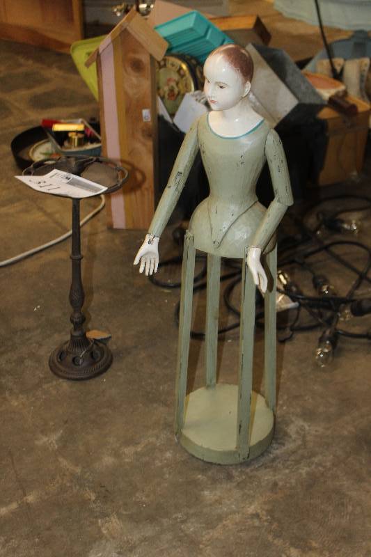 lot 311 image: Lot of (2) Wood Doll, Metal Stand