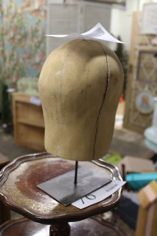 lot 345 image: Wood Head w Metal Stand