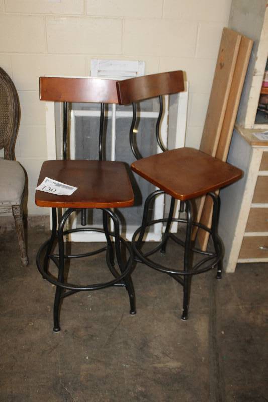 lot 130 image: Wood Bar Chairs