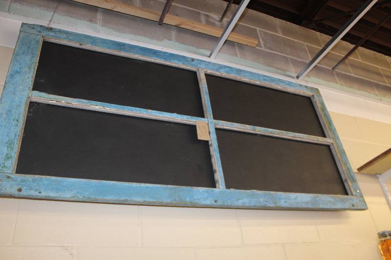 lot 140 image: Chalkboard made from a vintage farmhouse screen.