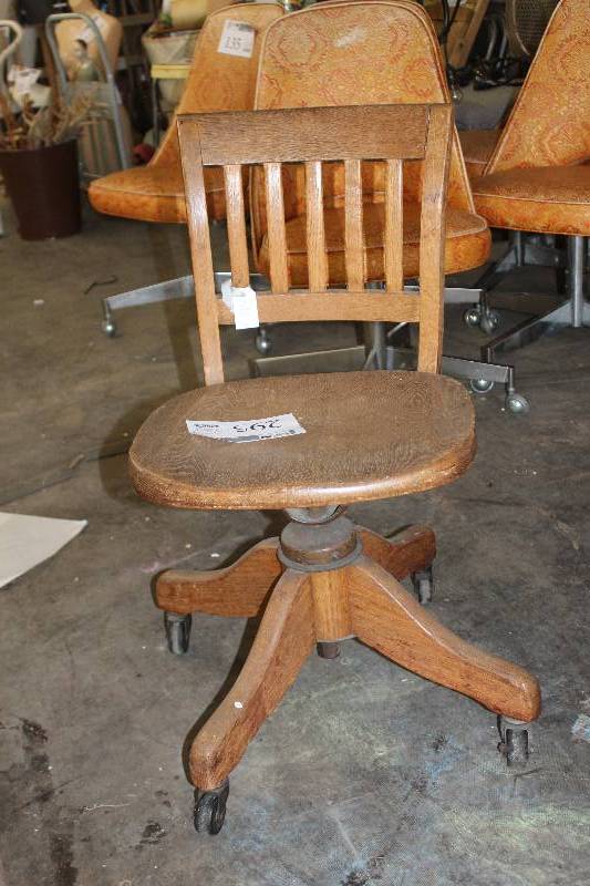 lot 295 image: LibraryBankers Rolling Wood Office Chair