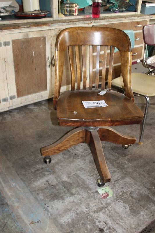lot 296 image: Rolling Wood Office Chair