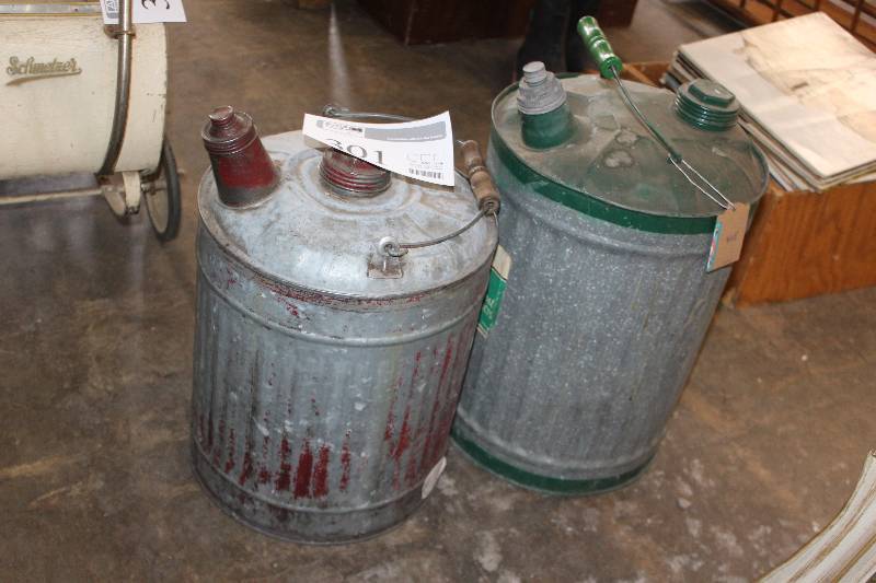 lot 301 image: Lot of (2) Metal Water Cans