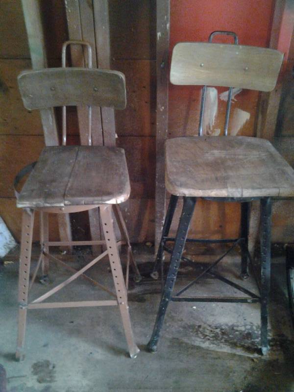 lot 8 image: 2 Industrial Metal Frame Shop Stools