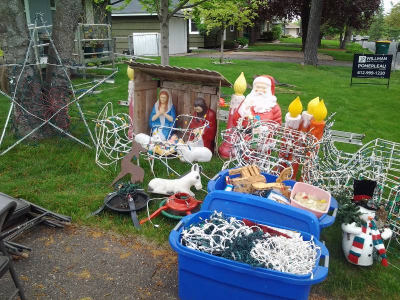lot 29 image: Large Lot Of Christmas, Nativity, Lighted Reindeer, Tubs Of Lights