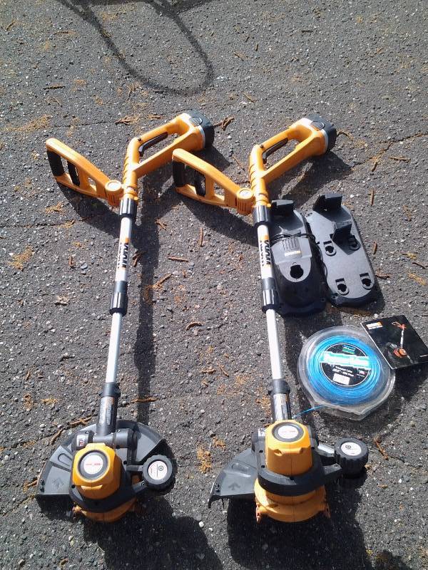 lot 44 image: 2-Worx Weed Whips & Chargers