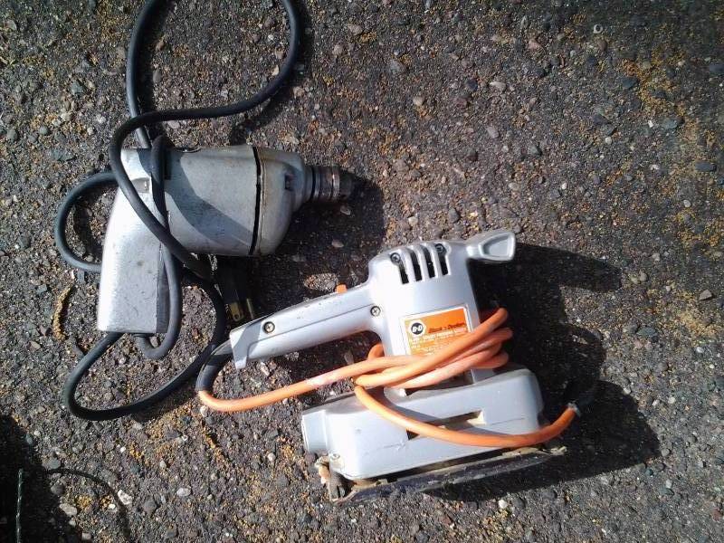 lot 47 image: Black & Decker Orbital Sander, Sears 14 Inch Drill