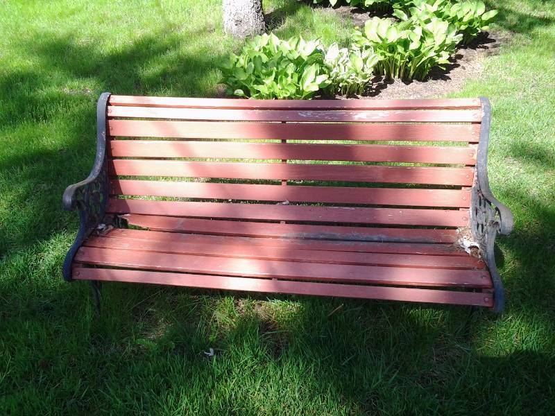 lot 78 image: Wood Bench With Cast Ends