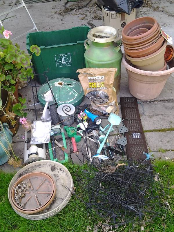 lot 87 image: Large Pile Of Plant PotsGarden Related, Old Milk Can, Misc.