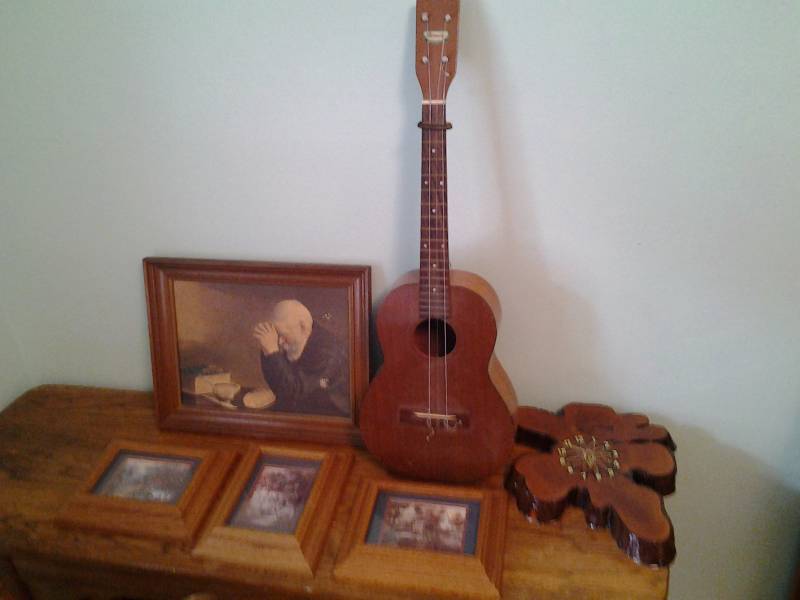 lot 139 image: Harmony Brand Guitar, Grace Picture, 3-Framed Pictures, Dick Bears Wall Clock