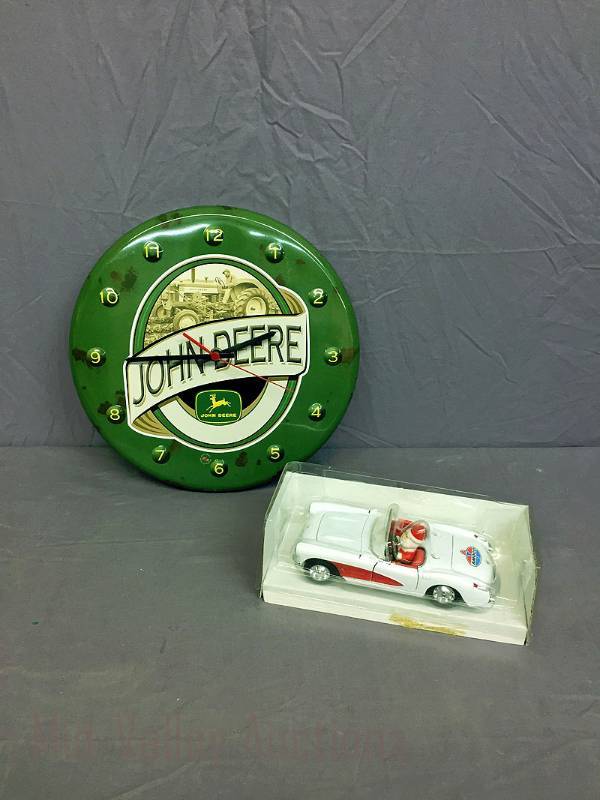 lot 60 image: Amoco 1957 Corvette wSanta & John Deere clock